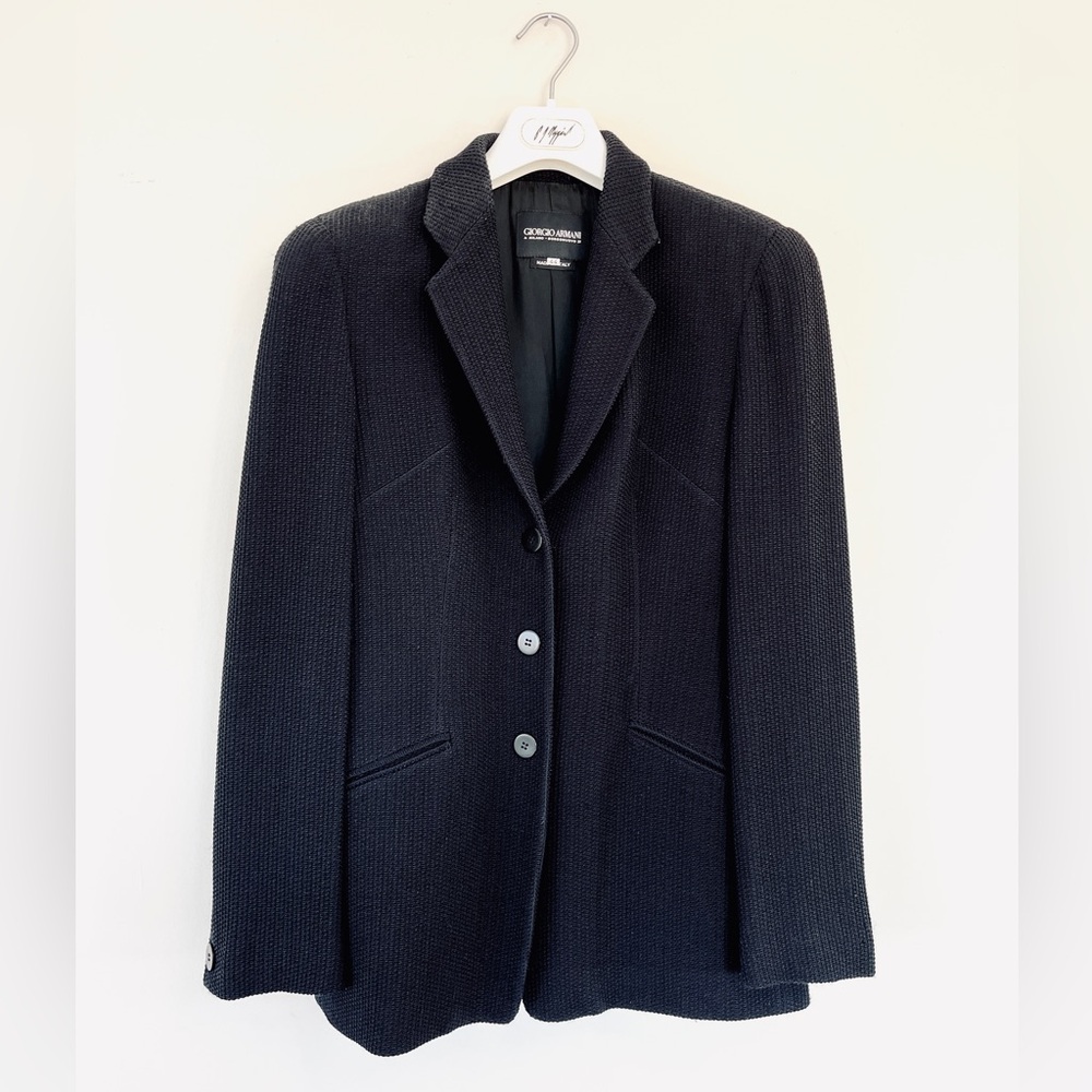 Giorgio Armani Wool Boucle Knit Blazer - Picture 3 of 12